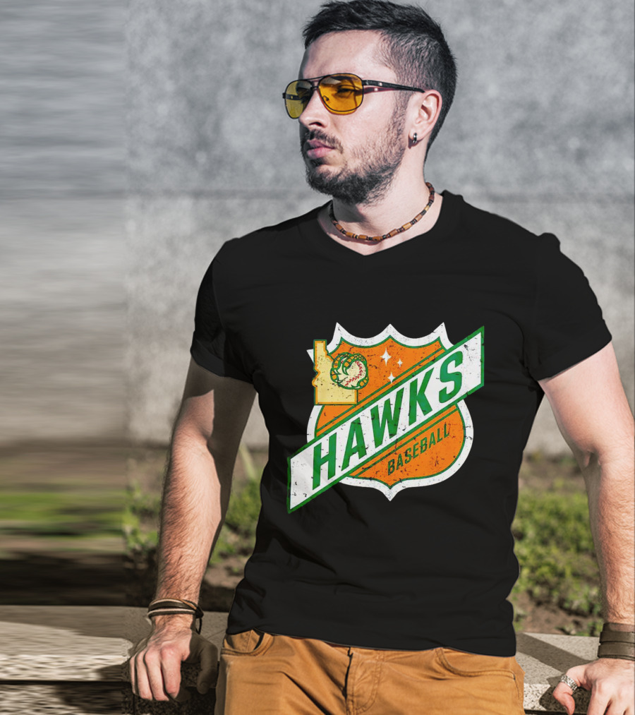 Hawks Baseball Idaho Highway Shield T-Shirt