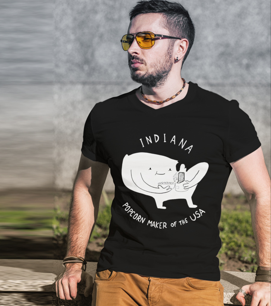 INDIANA Popcorn Maker Of The USA Cartoon Character T-Shirt