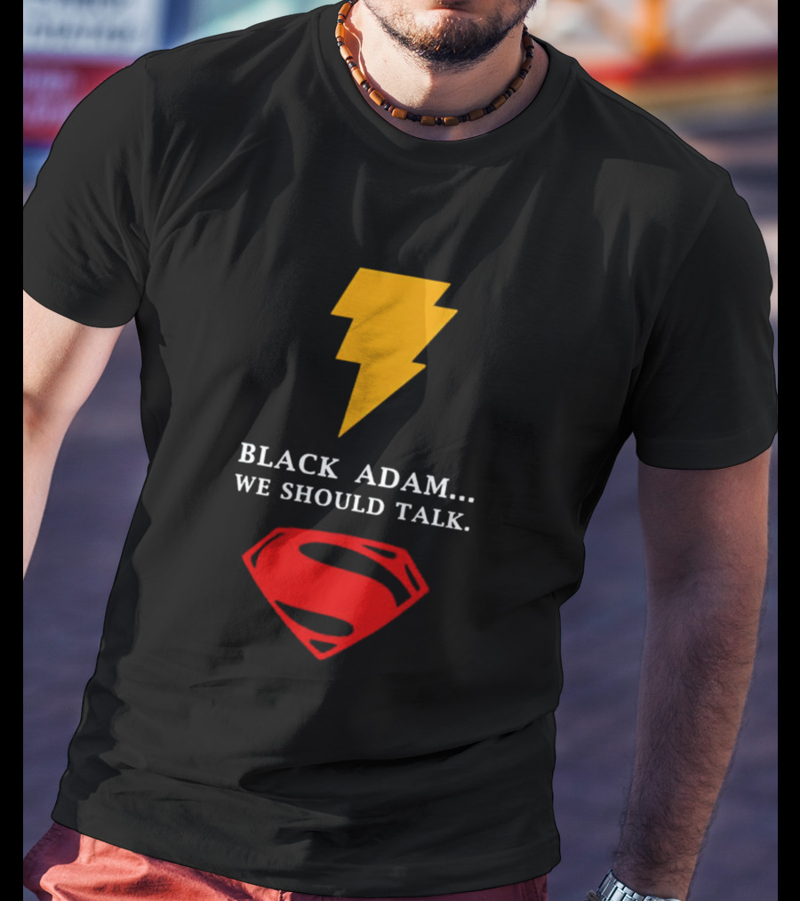 Black Adam We Should Talk Lightning Bolt Superman Emblem T-Shirt