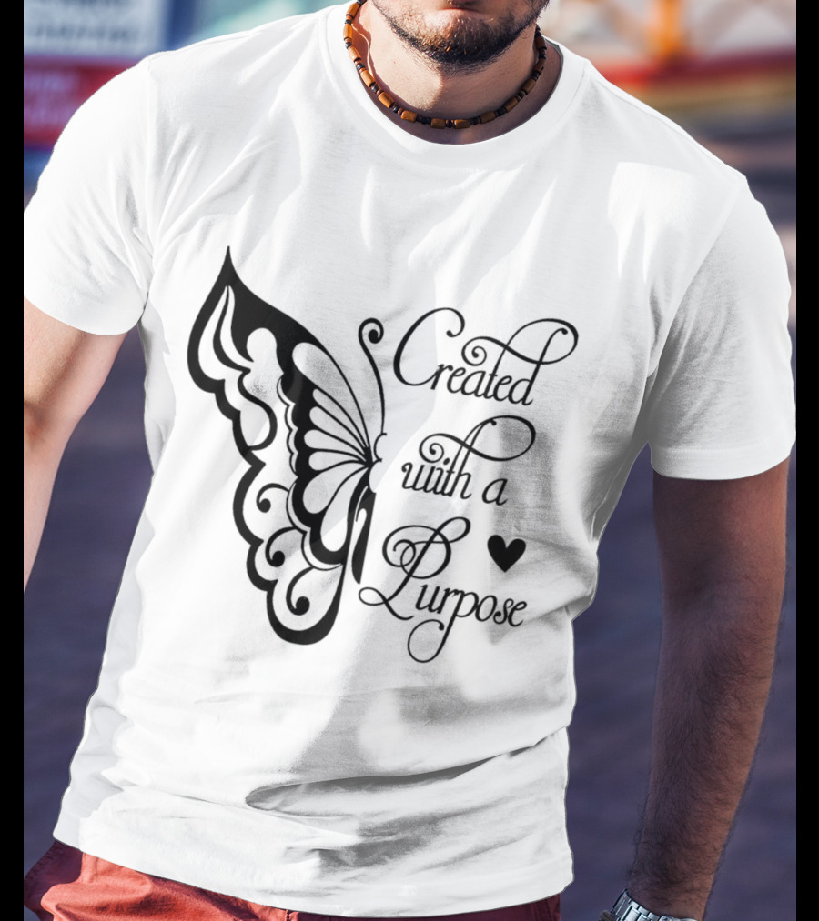 Created With A Purpose Butterfly Heart T-Shirt