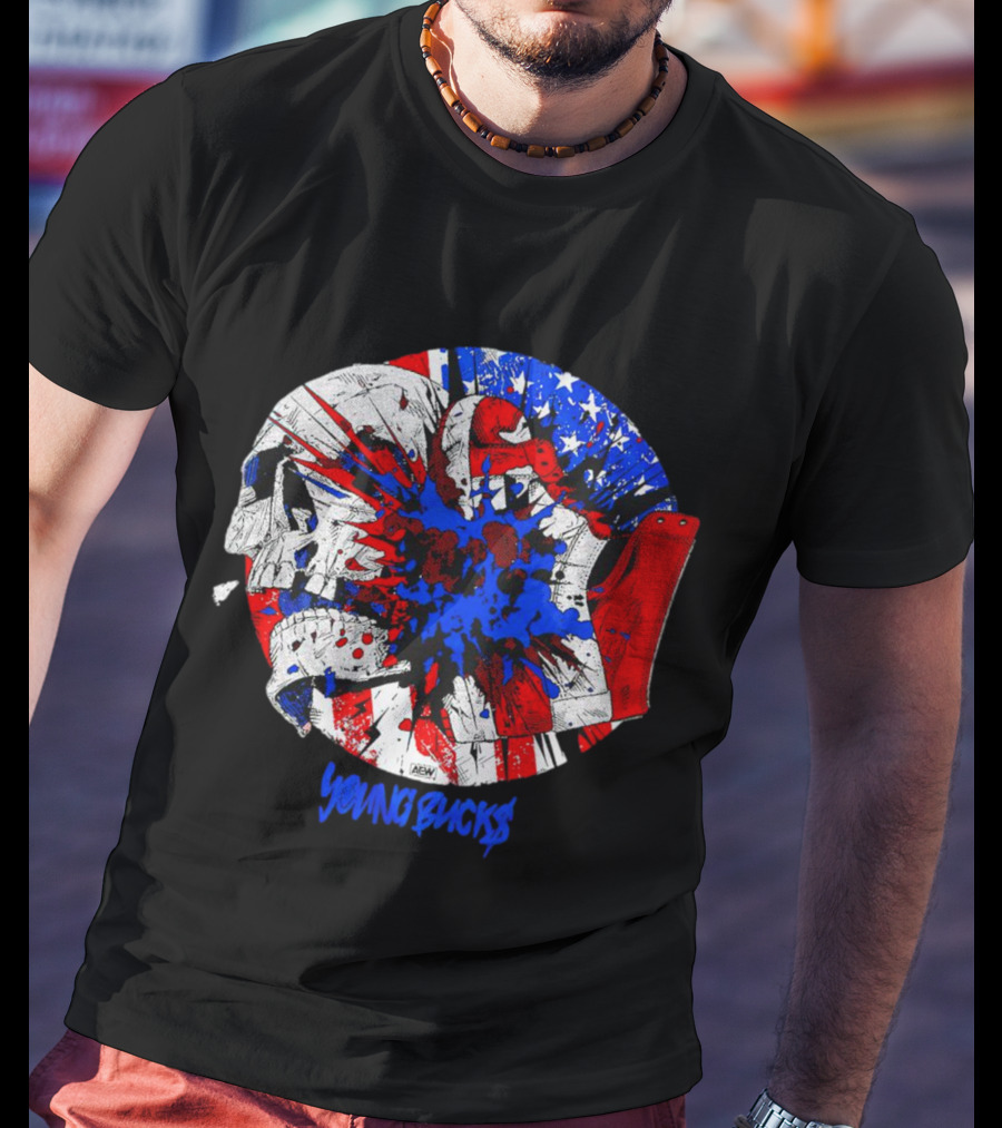 Young Bucks AEW Explosive American Skull Burst T-Shirt