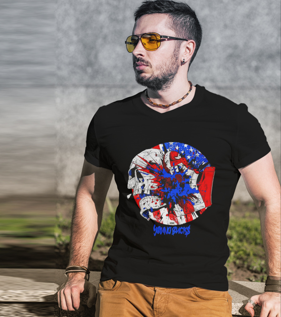 Young Bucks AEW Explosive American Skull Burst T-Shirt
