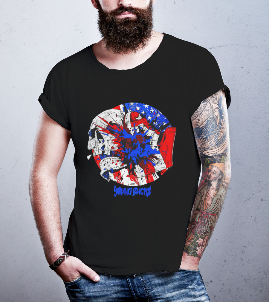 Young Bucks AEW Explosive American Skull Burst T-Shirt