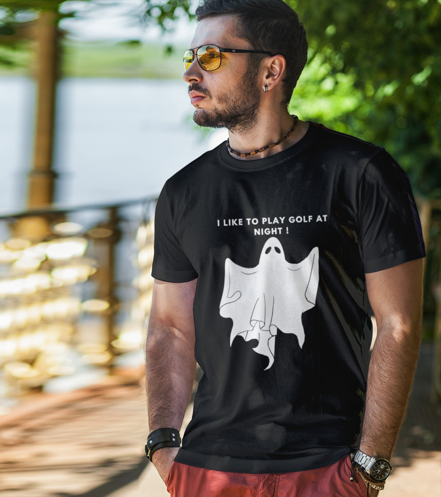 I Like To Play Golf At Night Ghost T-Shirt