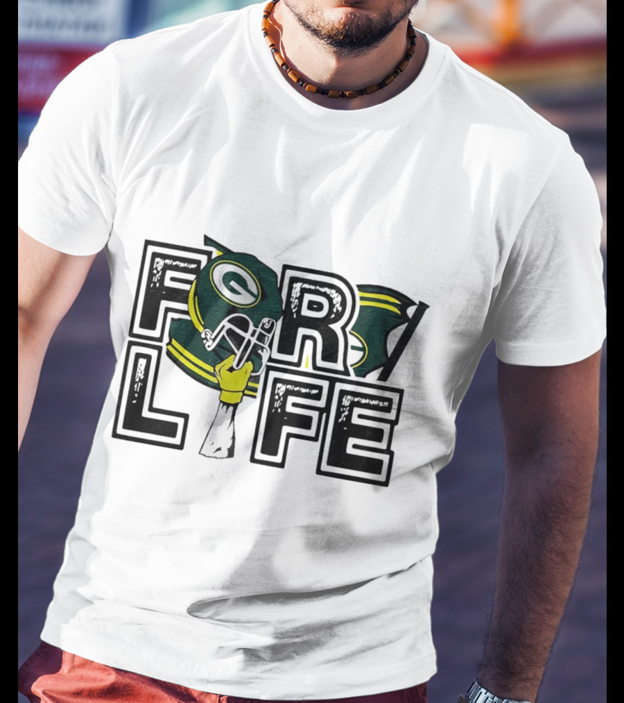 Green Bay Packers Helmet And Fist For Life T-Shirt
