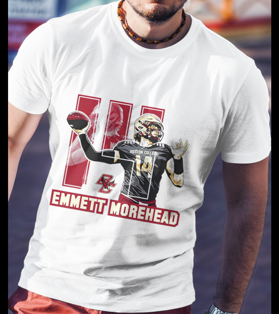 Emmett Morehead Boston College Eagles NCAA Football Caricature Quarterback Number 14 T-Shirt