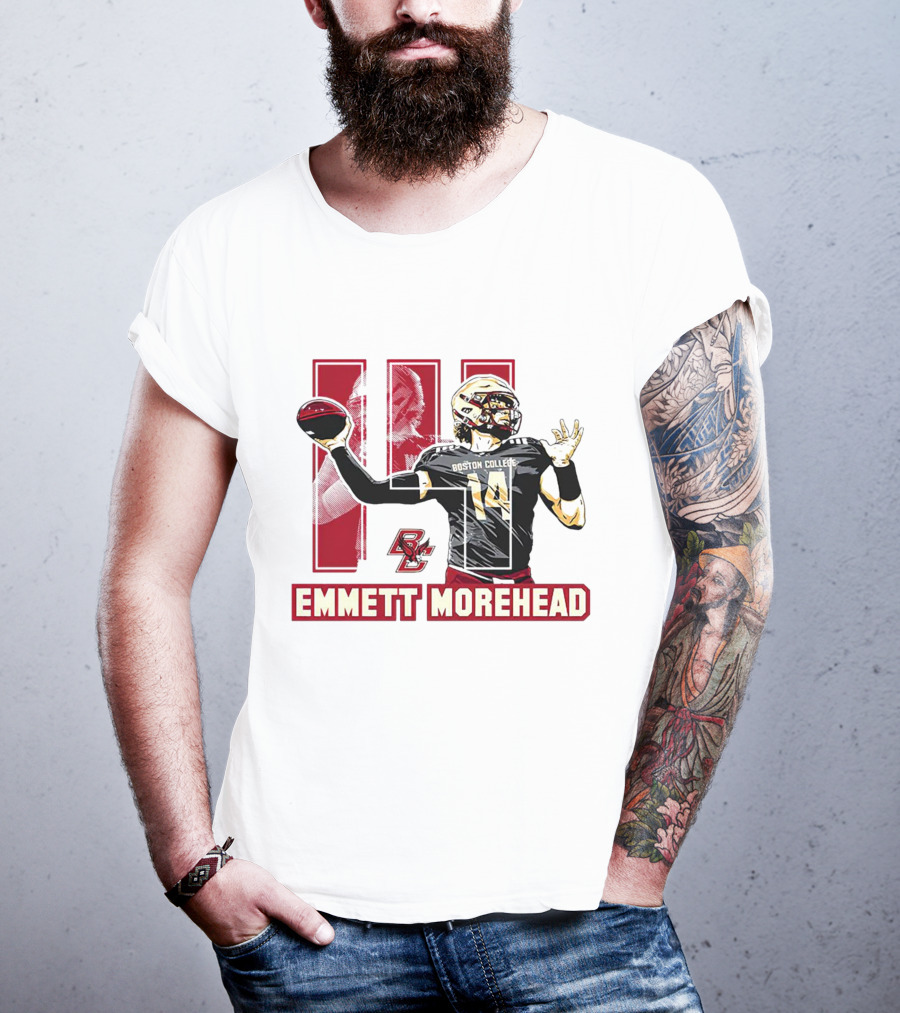 Emmett Morehead Boston College Eagles NCAA Football Caricature Quarterback Number 14 T-Shirt