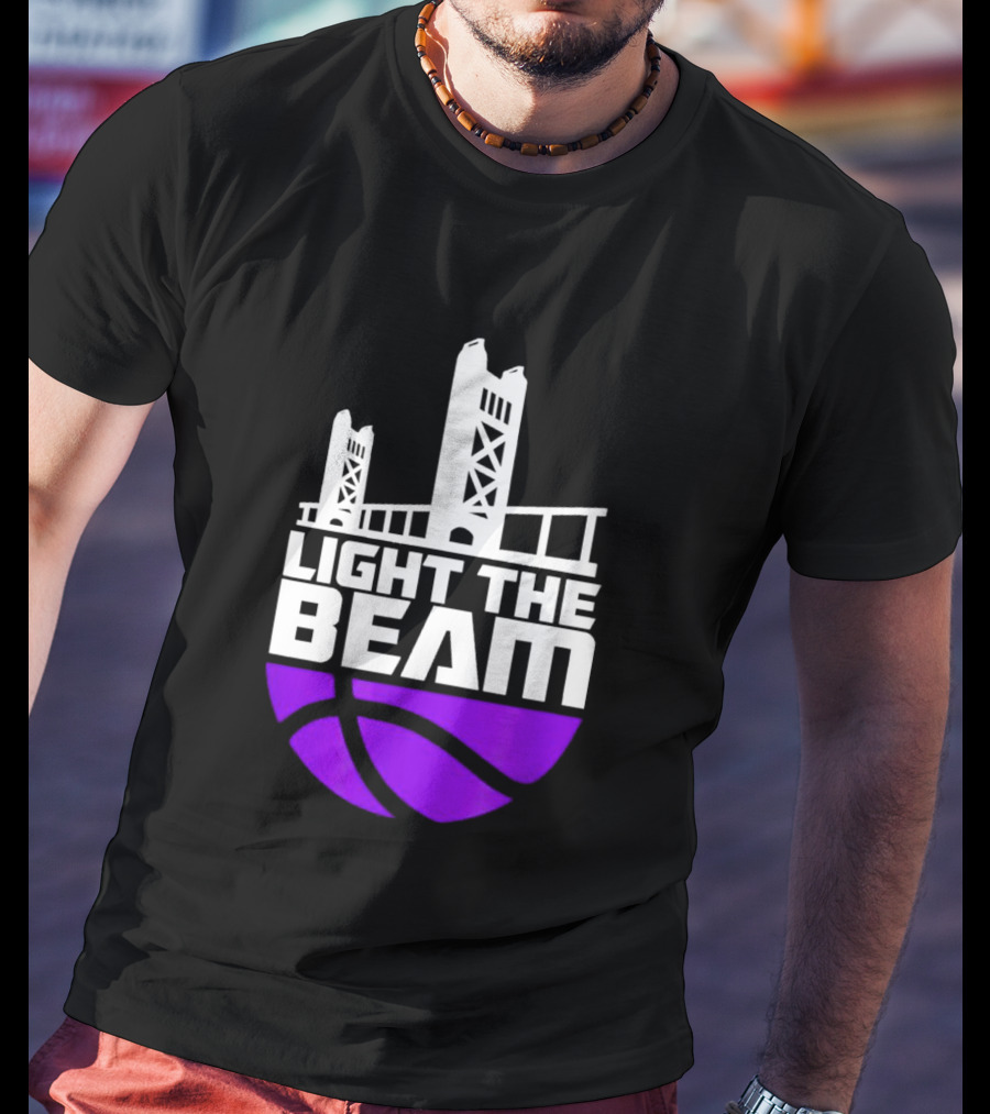 Light The Beam Sacramento Kings Skyline Basketball T-Shirt