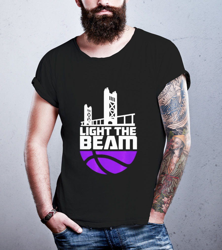 Light The Beam Sacramento Kings Skyline Basketball T-Shirt