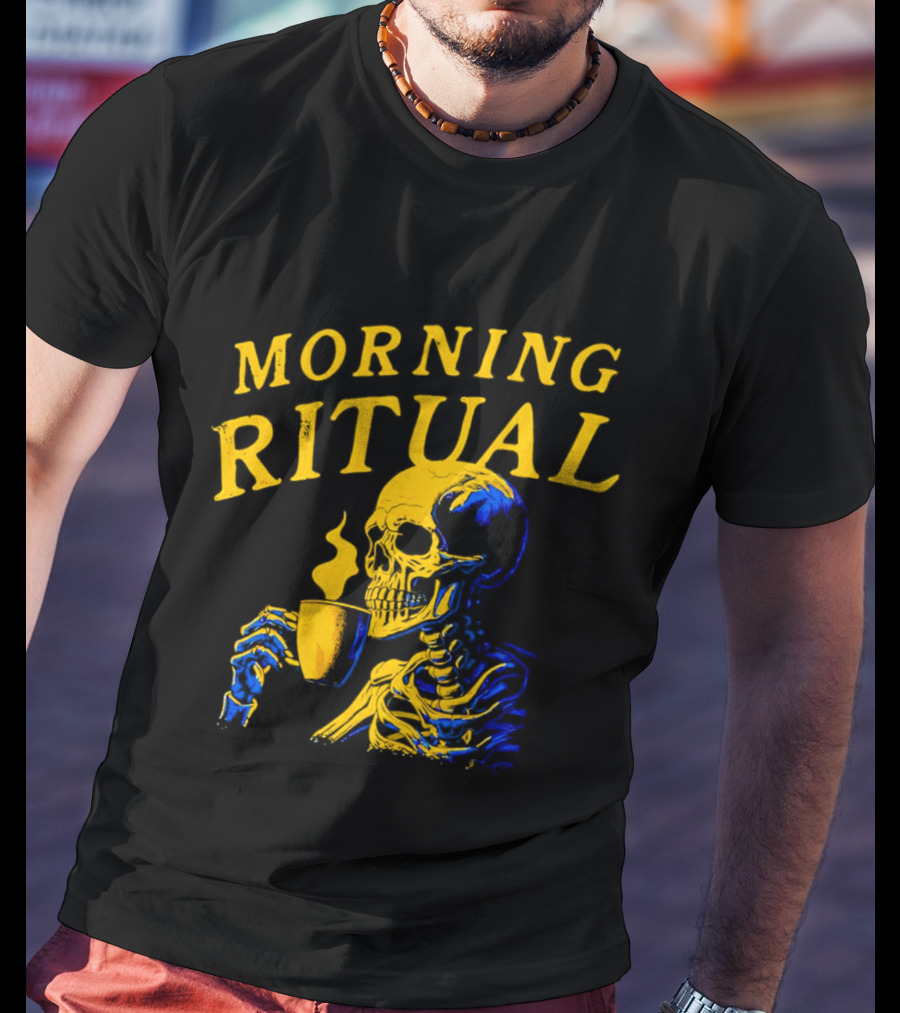 Morning Ritual Skeleton Coffee Cup T-Shirt