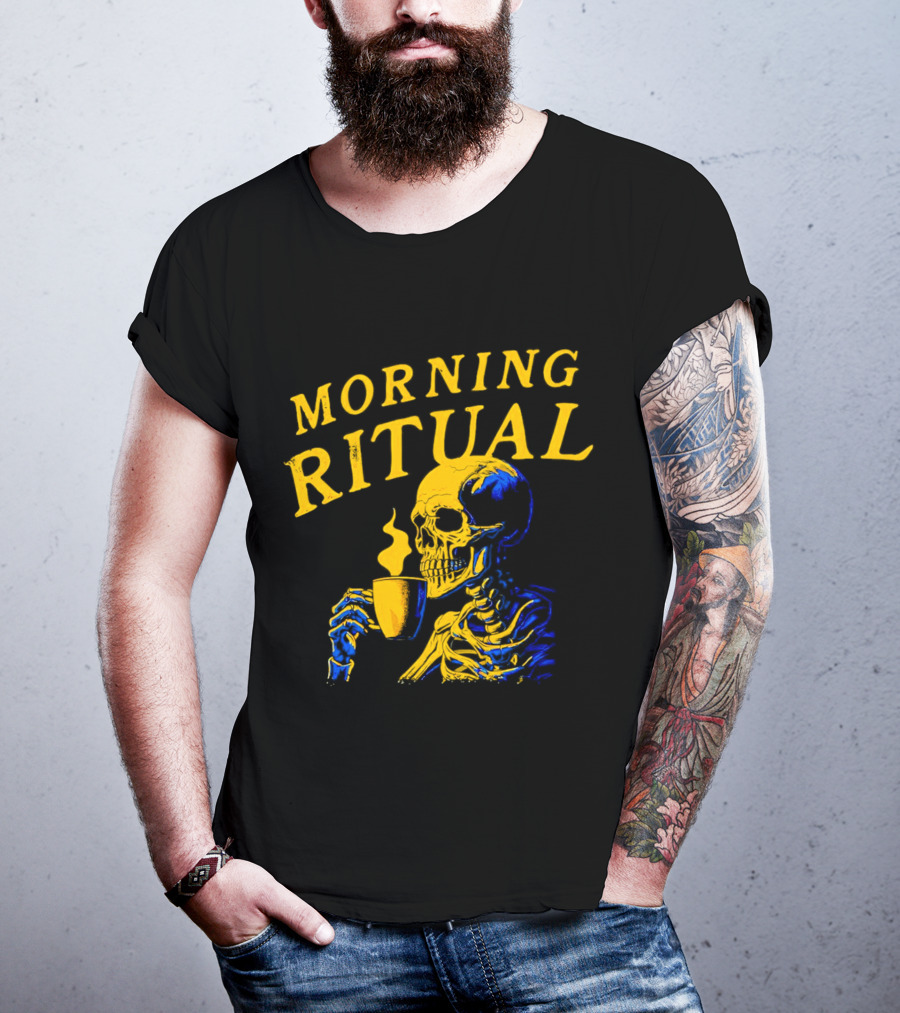 Morning Ritual Skeleton Coffee Cup T-Shirt