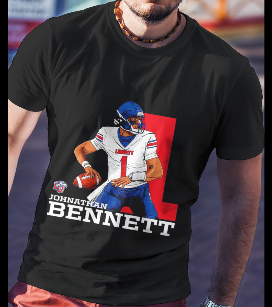 Johnathan Bennett Liberty Flames NCAA Football Quarterback Caricature T-Shirt