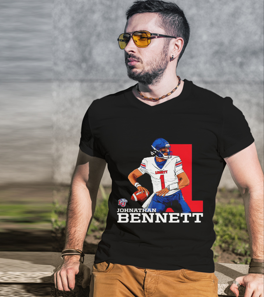 Johnathan Bennett Liberty Flames NCAA Football Quarterback Caricature T-Shirt