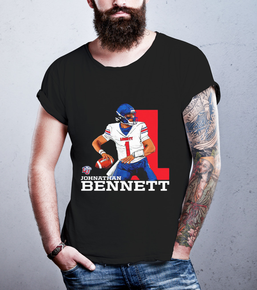 Johnathan Bennett Liberty Flames NCAA Football Quarterback Caricature T-Shirt