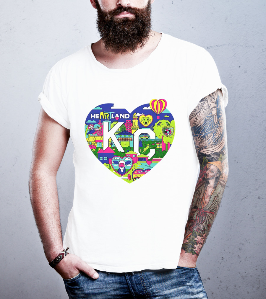 Heartland KC Colorful Parade Of Hearts Kansas City T-Shirt