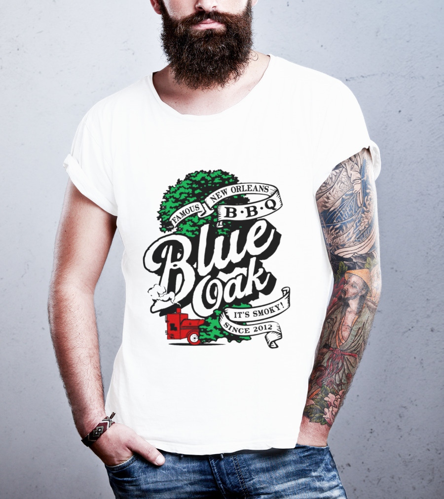Famous Blue Oak New Orleans BBQ It's Smoky Since 2012 T-Shirt
