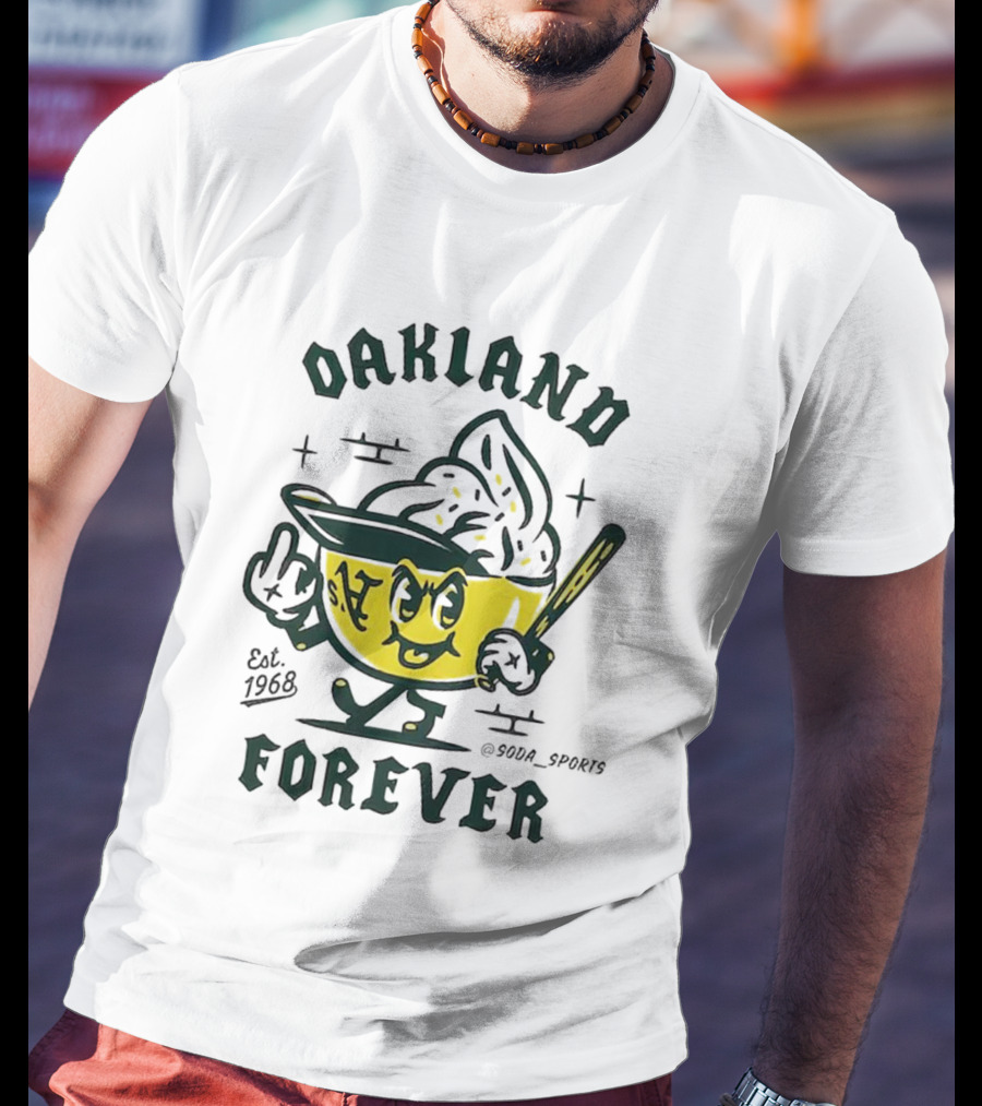 Oakland A's Forever Est. 1968 Retro Baseball Character T-Shirt