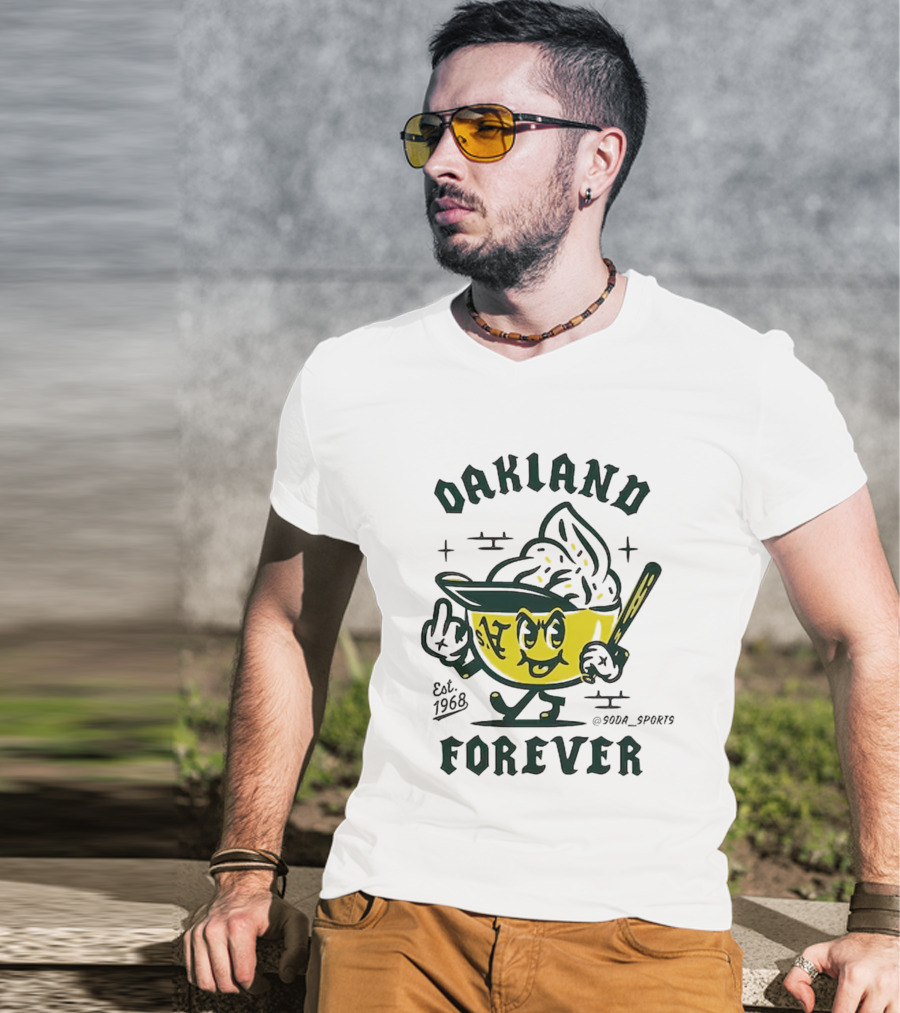 Oakland A's Forever Est. 1968 Retro Baseball Character T-Shirt
