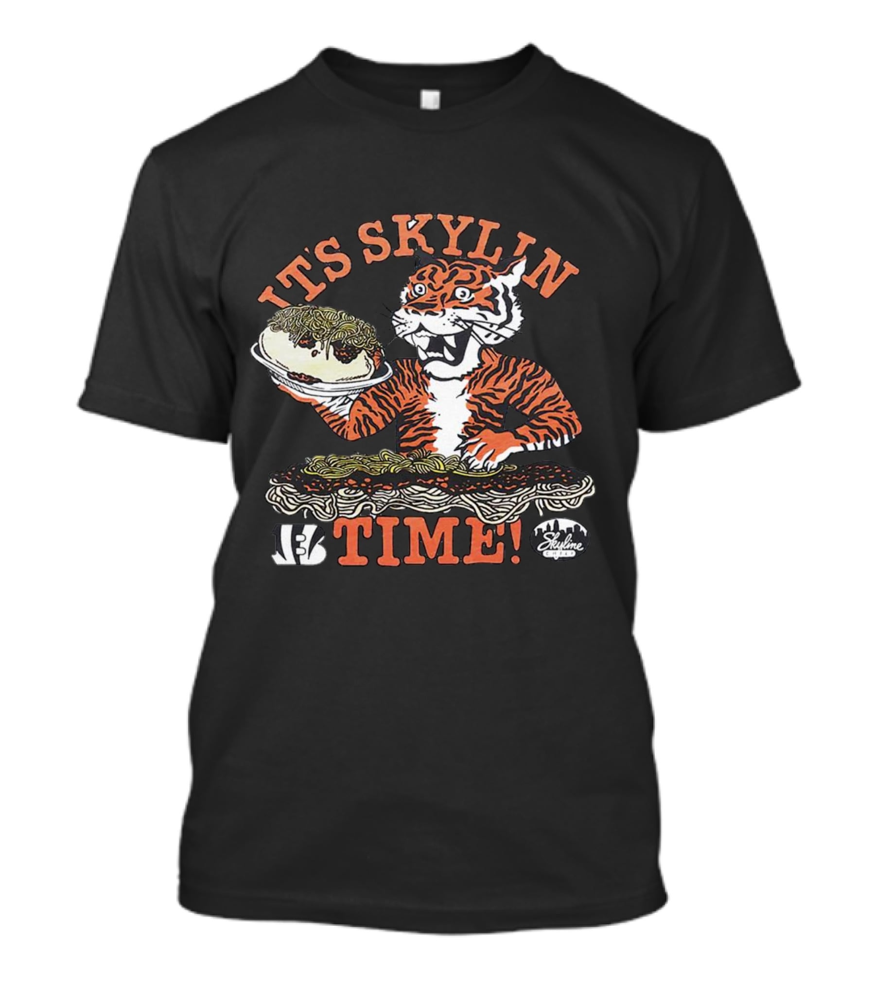 Its Skyline Time Cincinnati Bengals Tiger With Chili And Spaghetti T-Shirt