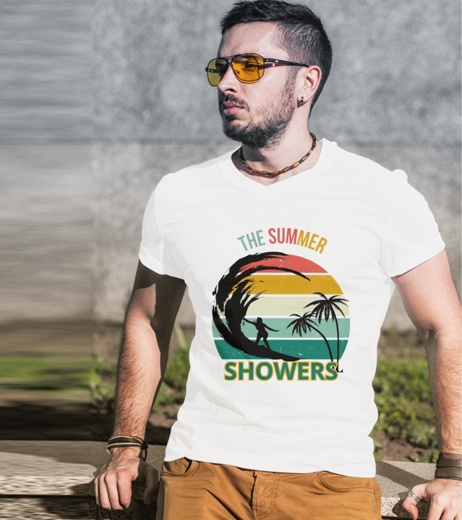 The Summer Showers Surfing Vintage Stripes T-Shirt