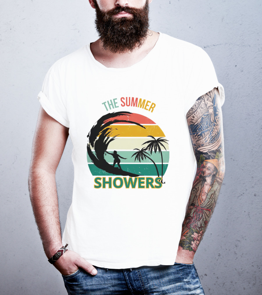 The Summer Showers Surfing Vintage Stripes T-Shirt