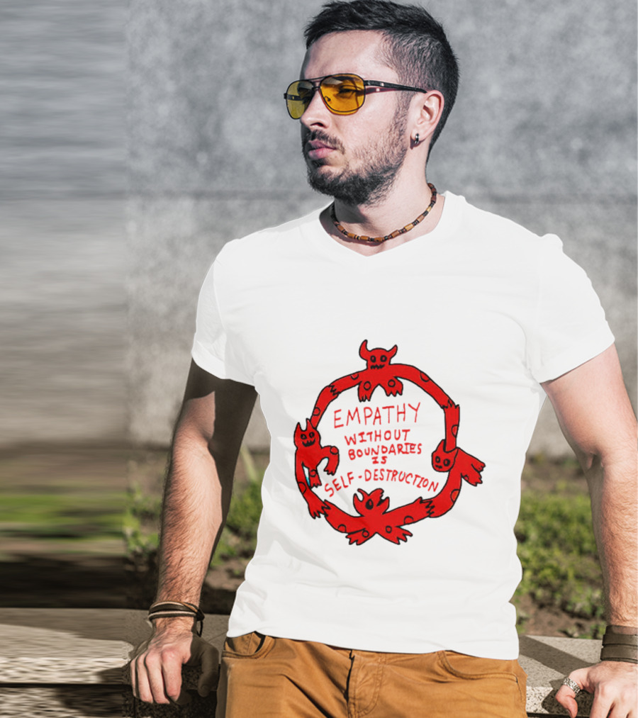 Empathy Without Boundaries Is Self-Destruction Red Demon Circle T-Shirt