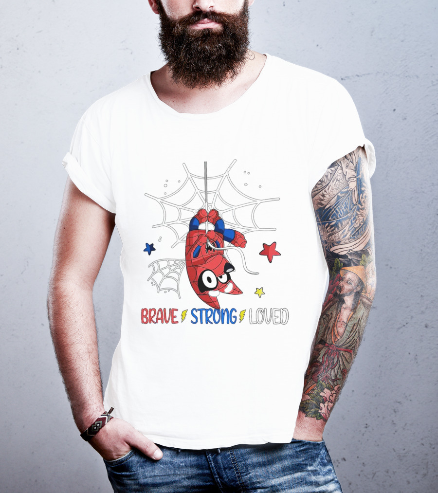 Brave Strong Loved Spider Superhero Dog Web Stars T-Shirt