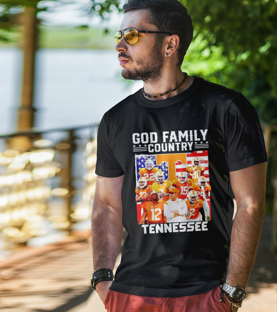 God Family Country Tennessee Volunteers Football American Flag T-Shirt