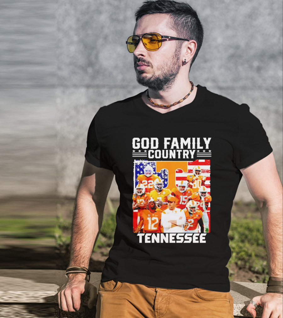 God Family Country Tennessee Volunteers Football American Flag T-Shirt