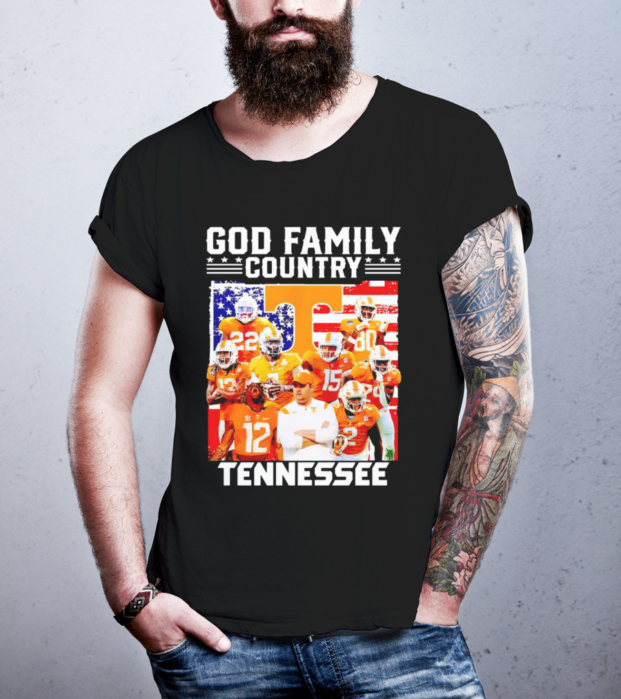 God Family Country Tennessee Volunteers Football American Flag T-Shirt