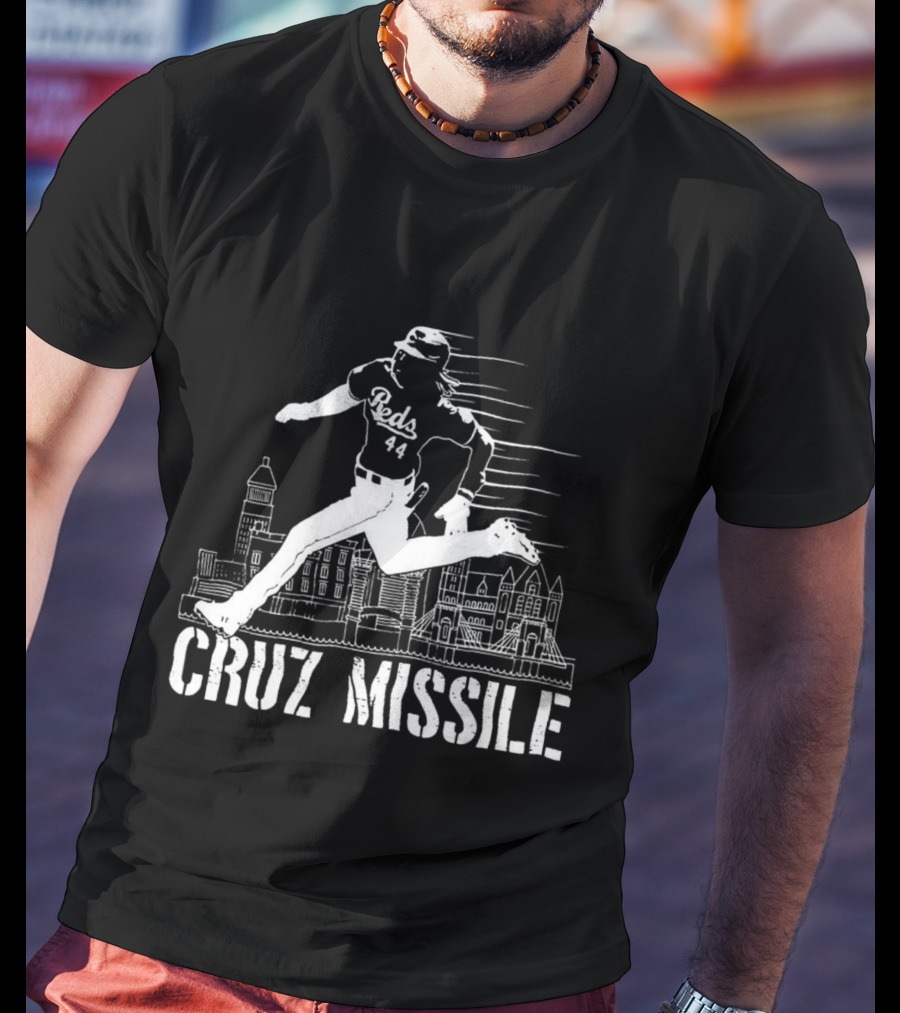 Cruz Missile Elly De La Cruz Cincinnati Reds 44 Running Skyline T-Shirt