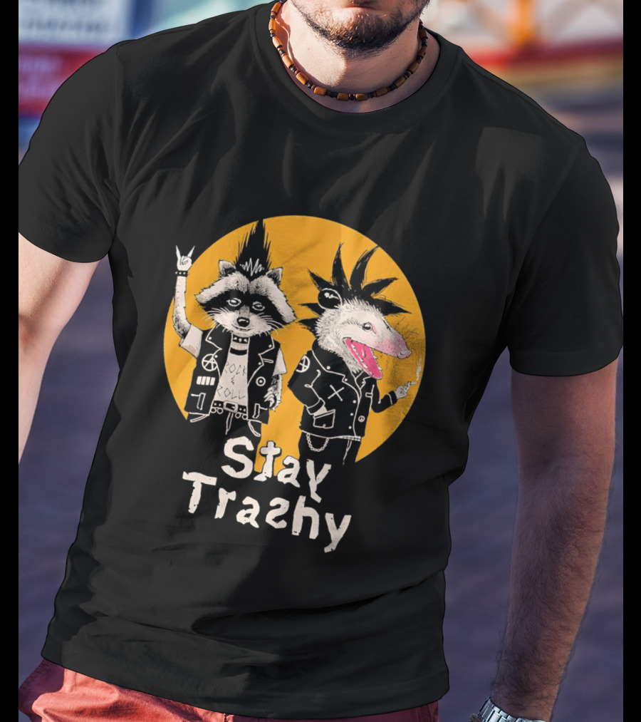 Stay Trashy Rock And Roll Punk Raccoon And Possum T-Shirt