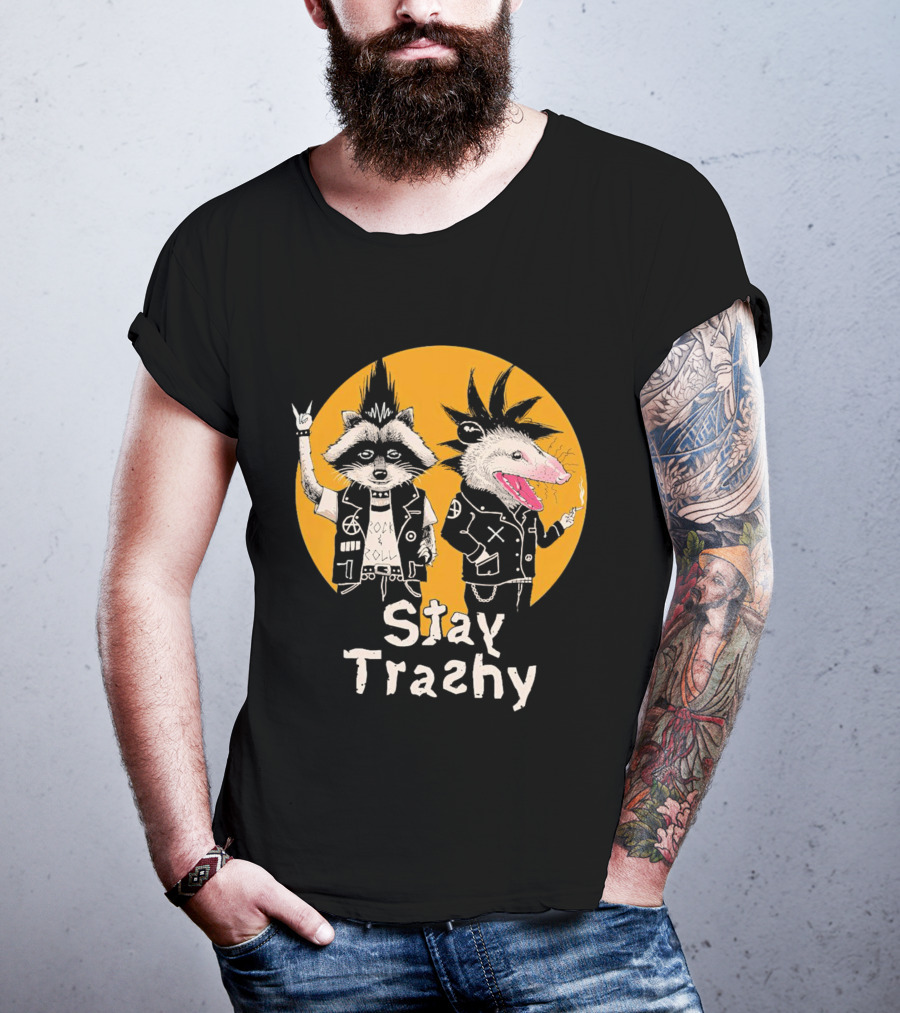 Stay Trashy Rock And Roll Punk Raccoon And Possum T-Shirt