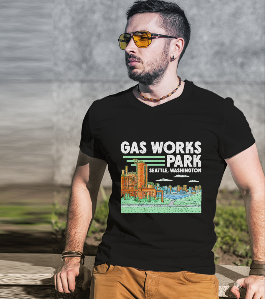 Gas Works Park Seattle Washington Industrial Landmark Skyline T-Shirt