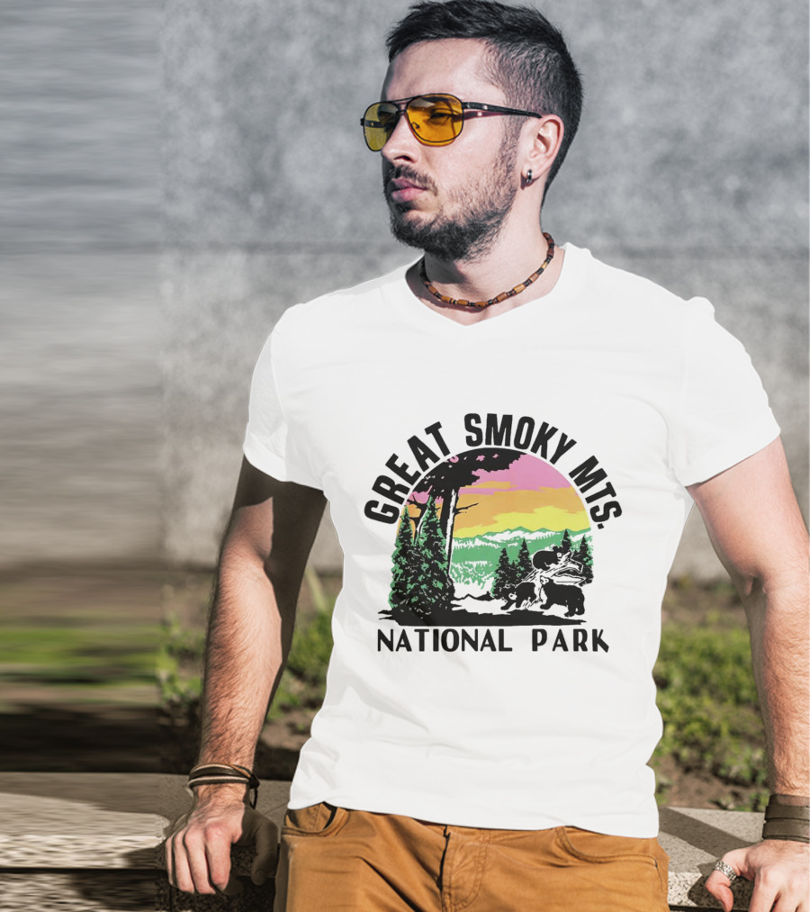 Great Smoky Mts National Park Sunset With Forest And Bears T-Shirt