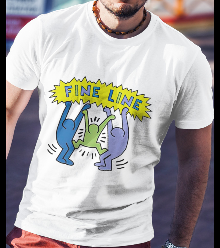 Fine Line Colorful Figures In Haring T-Shirt