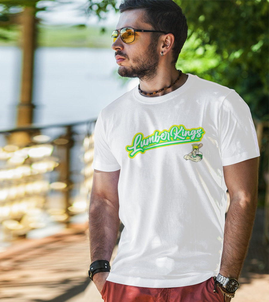 LumberKings Baseball Script With Crowned Bat Mascot T-Shirt