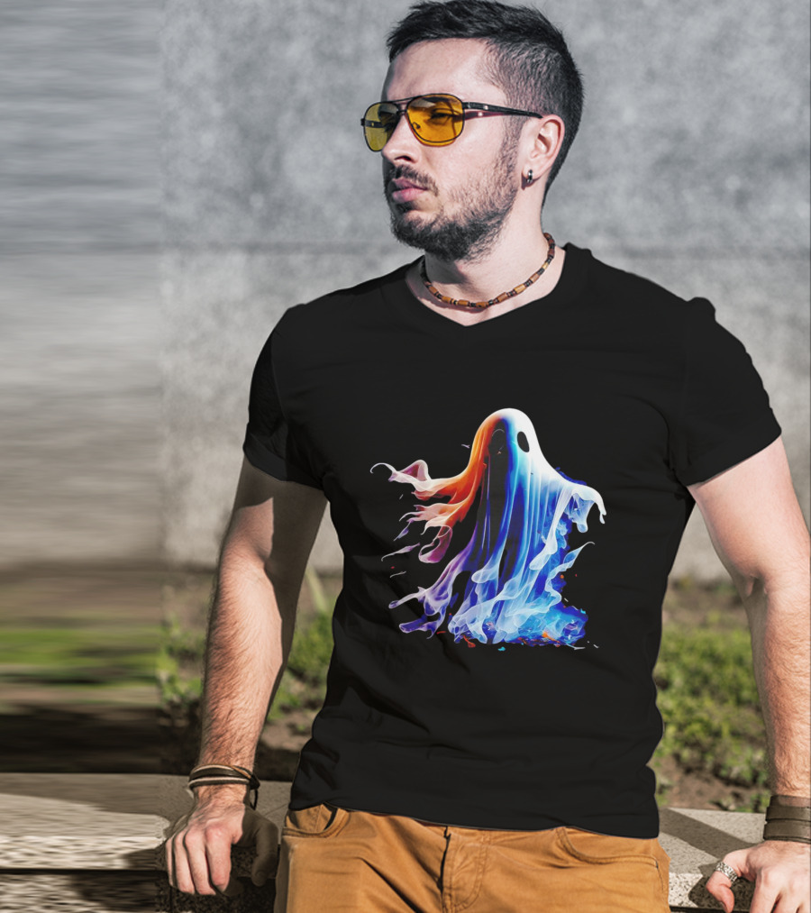 Ghost Halloween Vivid Colorful Abstract Specter T-Shirt