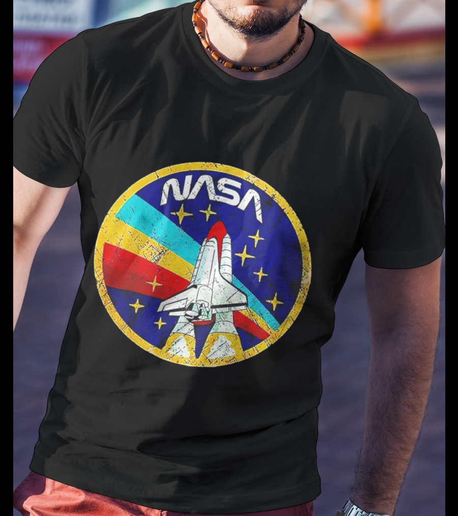 NASA Logo Space Shuttle Retro Rocket Stars T-Shirt