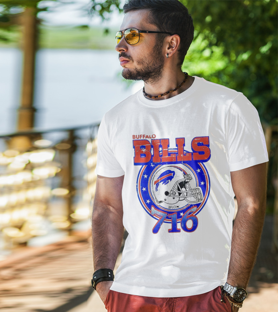 Buffalo Bills Bflo 716 Day Celebration Helmet Stars T-Shirt
