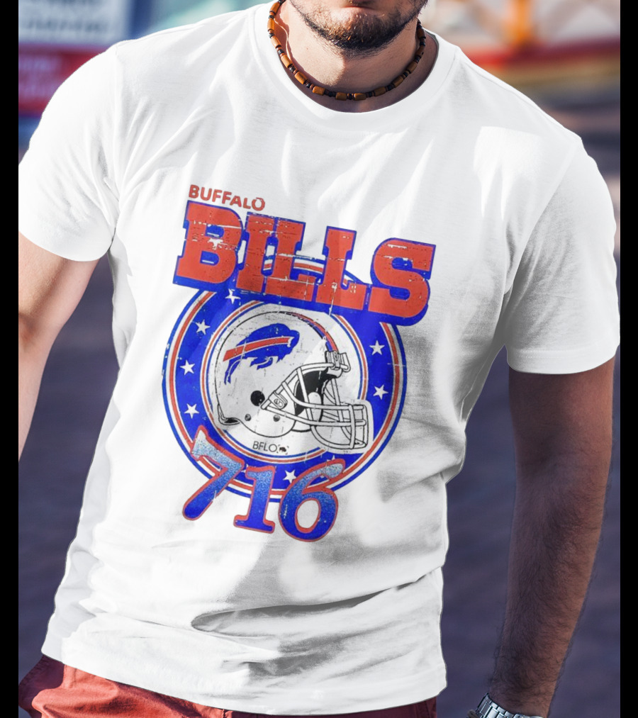 Buffalo Bills Bflo 716 Day Celebration Helmet Stars T-Shirt