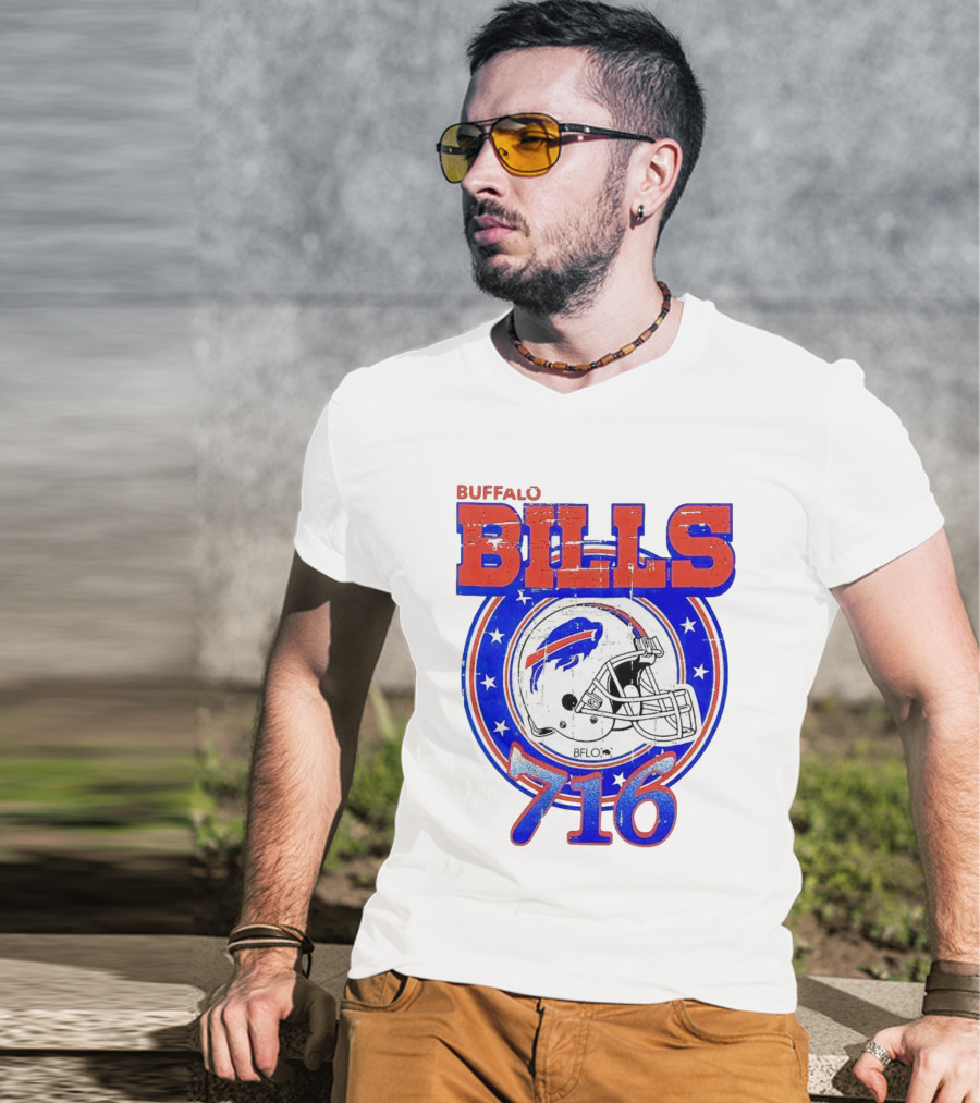 Buffalo Bills Bflo 716 Day Celebration Helmet Stars T-Shirt