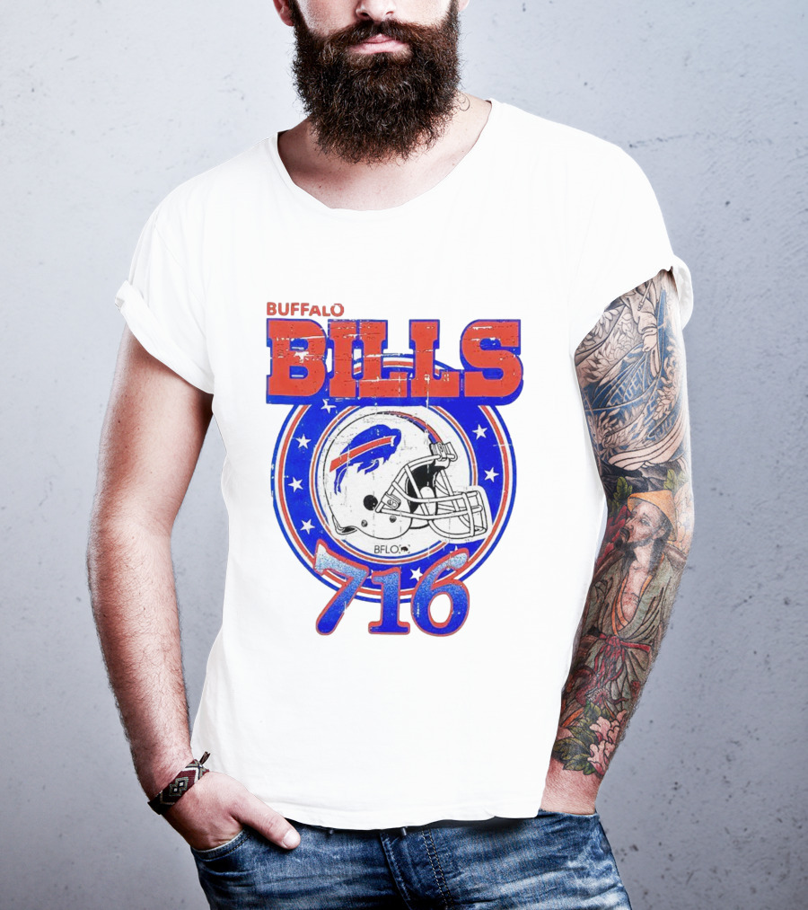 Buffalo Bills Bflo 716 Day Celebration Helmet Stars T-Shirt