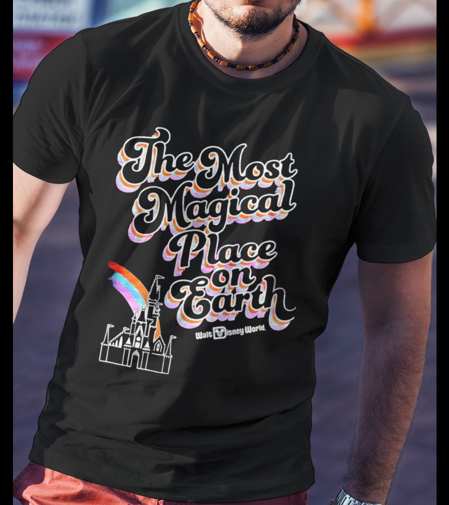 Walt Disney World The Most Magical Place On Earth With Castle And Rainbow T-Shirt