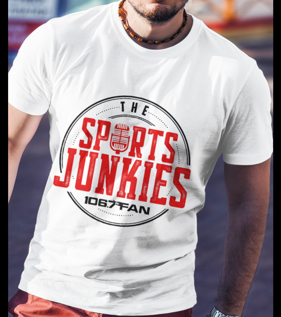 The Sports Junkies 106.7 Fan Radio Mic T-Shirt