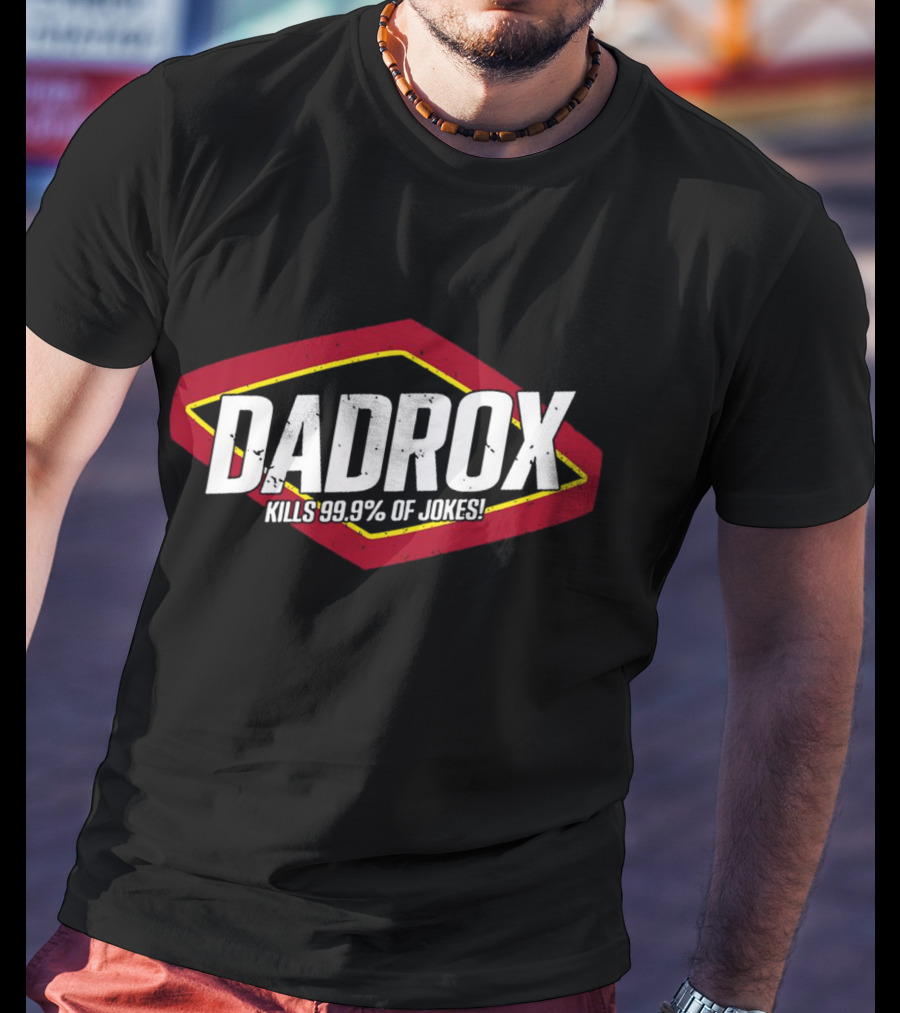 DADROX Kills 99.9% Of Jokes In Bold Red And Yellow Cartoonish T-Shirt
