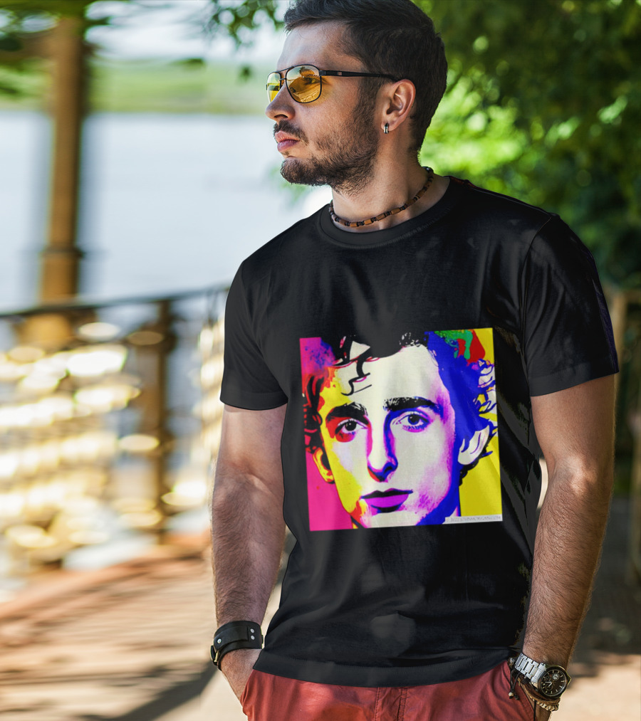 Timothee Chalamet Pop Art Portrait Multicolored Andy Warhol T-Shirt