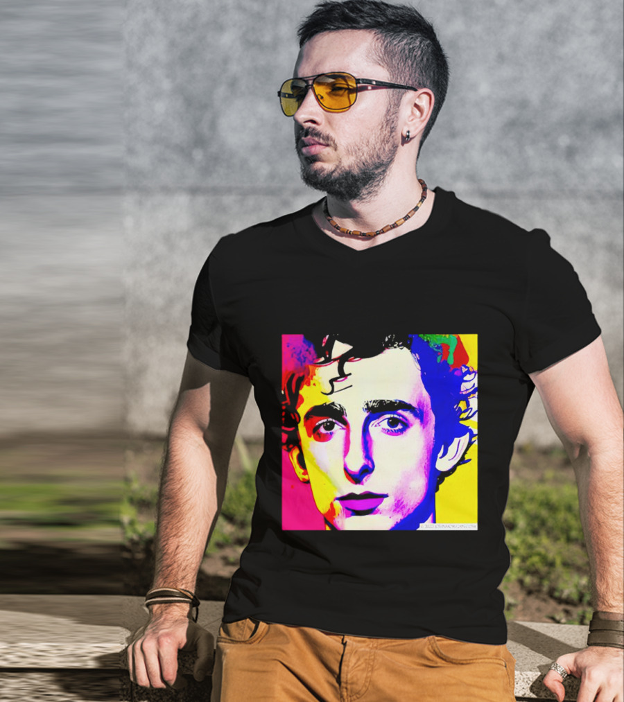Timothee Chalamet Pop Art Portrait Multicolored Andy Warhol T-Shirt