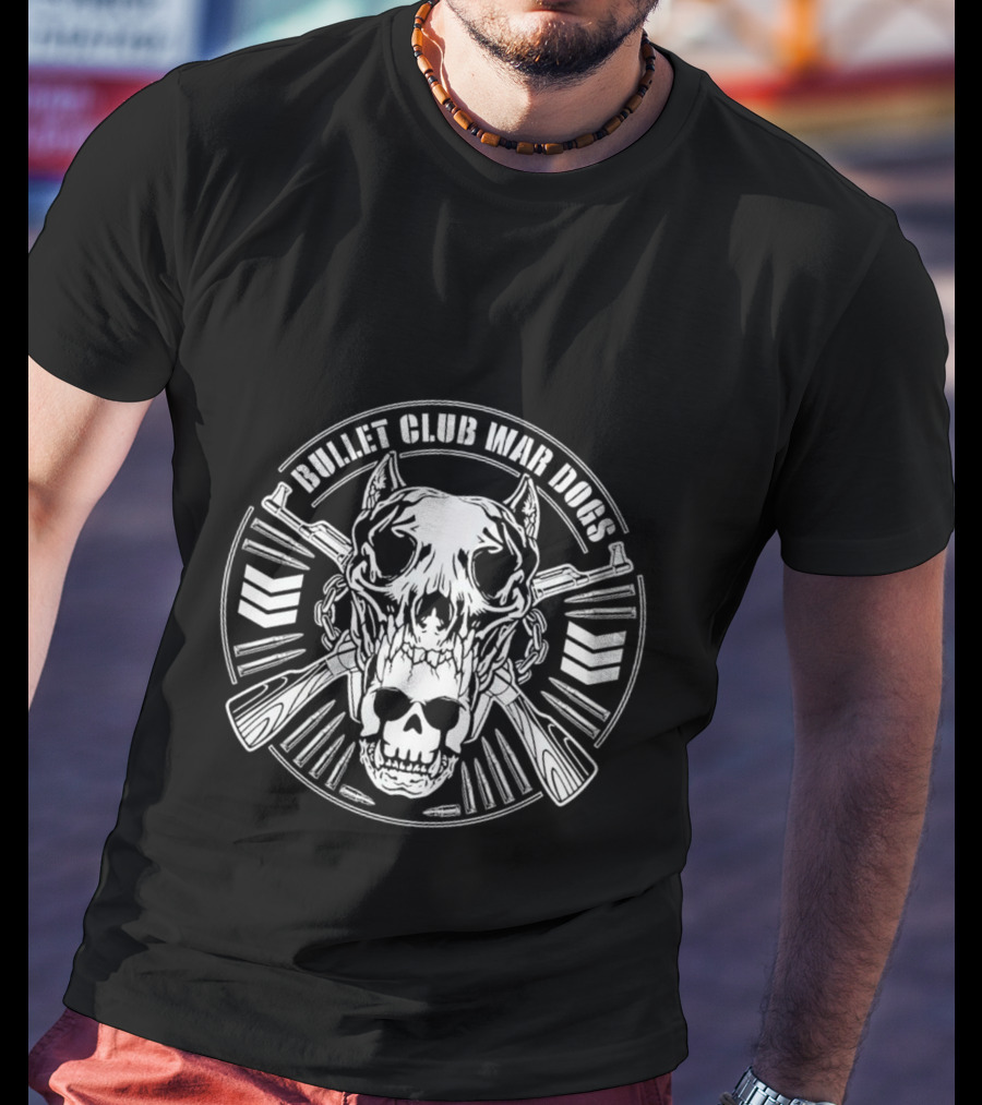 Bullet Club War Dogs Skull And Crossed Guns Emblem T-Shirt