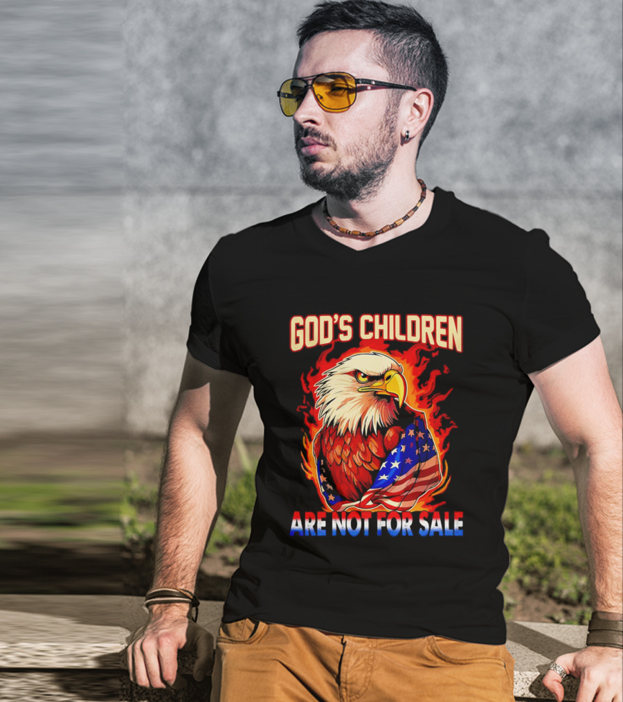 God's Children Are Not For Sale Eagle American Flag Fire T-Shirt